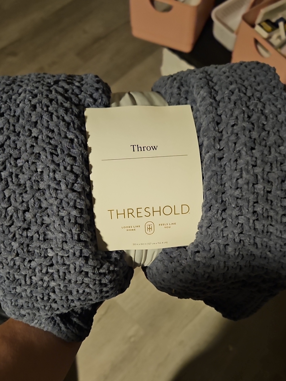 Threshold Chunky Knit Throw - Slate Blue